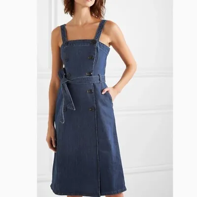 J.Crew Button Down Double Breasted Belted Denim Trench Dress Pockets Classic  • $99.99