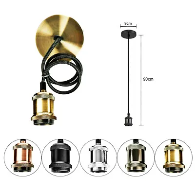 E27 Screw Bulb Socket 3 FT DIY Vintage Lamp Holder Retro Hanging Pendant Adapter • $8.36