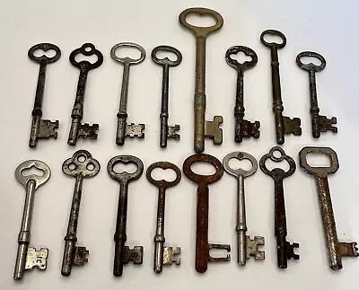 16 Antique Skeleton Key Lot ~ Door Cabinet Solid Barrel Vintage • $34.99