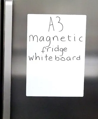 Magnetic Whiteboard Memo Notice Dry Wipe Fridge Magnet A3/A4 PLAIN • £4.99