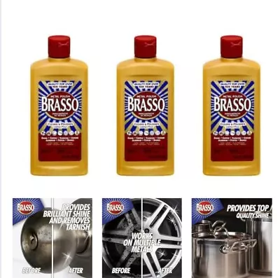 8 Oz. Metal Polish (3-Pack) Brasso Brass Cleaner Provides Quality Shine NEW • $10.70