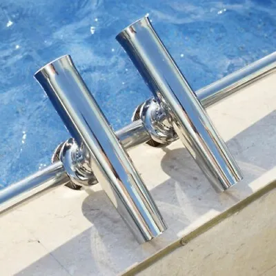 2X 316 Stainless Tournament Style Clamp On Boat Fishing Rod Holder 1-1/4  To 2   • $56.90