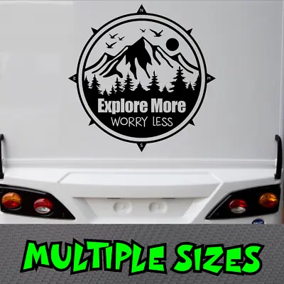 Explore More Worry Less Sticker Decal Caravan Compass Adventure Awaits Travel • $55.90