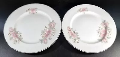 Pair Of Mayfair Fine Bone China Staffordshire Side Salad Plates Floral Pink • £8.72