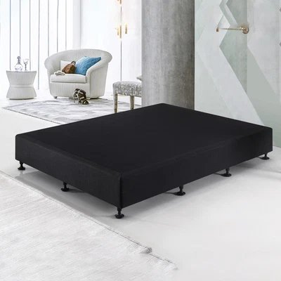 $456.75 • Buy Palermo Queen Ensemble Bed Base Midnight Black Linen Fabric