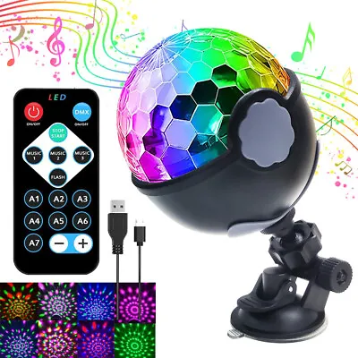 £9.91 • Buy USB LED Party Disco Lights Remote Sound RGB Colourful Rotating Magic Ball Light