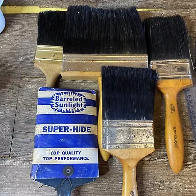 Lot Of 5 Vintage Wooden Handle Paint Brush Black Diamond Tiffany Imperial Nylon • $52.49