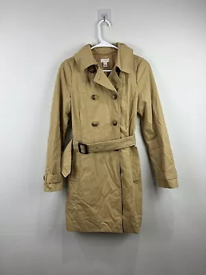 NWT J. Crew Women's Tan Trench Coat Size 2 Fully Lined Button Front Collared • $256.97