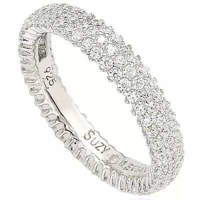 Suzy Levian Sterling Silver Micro-Pave White Cubic Zirconia Eternity Band • $79.20