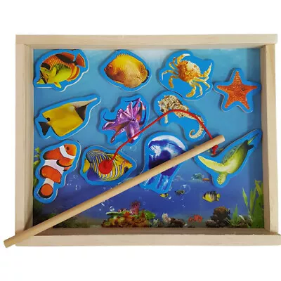 £20.33 • Buy PRETEND PLAY FISHING Set Game Magnetic Rod WOODEN BOX Educational PRESCHOOL TOY