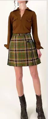 Vintage Angus Young Plaid Pure Wool Wrap Skirt Size Small Very Good Condition • $36