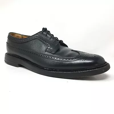 Florsheim Kenmoor Longwing V Cleat Oxfords Shoes Mens Size 9.5 E Black Grain • $90.97