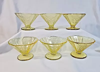 6 Federal Madrid Amber  Depression Glass 2 7/8  Footed Dessert Sherbet Dishes  • $12.99