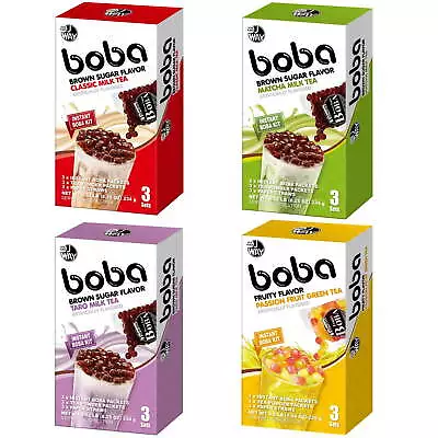 J Way Instant Boba Milk Tea Set Bubble Tea Kit Variety Pack 12 Drinks Delicious • $30.32