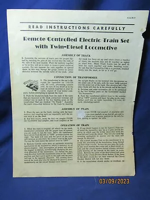 Vintage Marlines MARX Electric Train Instructions - Original • $5