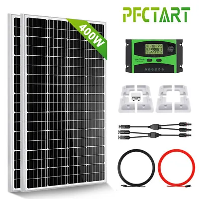 100W 200W 400W 12V Solar Panel Kit With Mounting Brackets Caravan RV Camper Van • £199.98