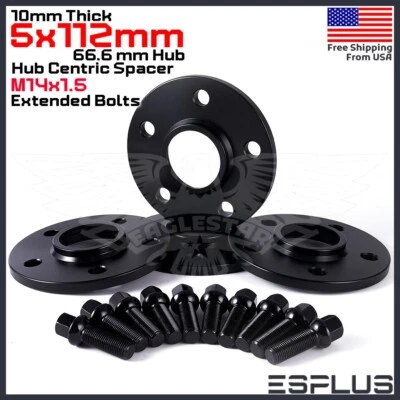 10PC M14X1.5 Black Lug Bolt 45mm Shank Fit Audi A/Q/R/RS/S With 15-19mm