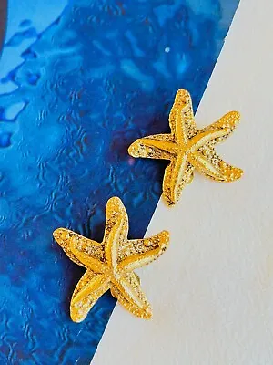 Yves Saint Laurent YSL Vintage Massive Textured Vivid Starfishes Clip Earrings • £699.99