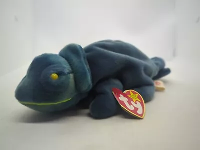 TY Beanie Baby - RAINBOW The Chameleon (dark Blue) • $4.99