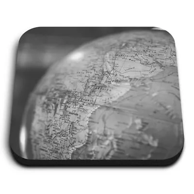 Square MDF Magnets - BW - Globe Sphere Earth Planet Map  #42955 • £4.99