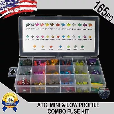 New 165pc ATC / MINI / Low Profile Mini Blade Fuse Assortment Auto Car FUSES Kit • $14.99