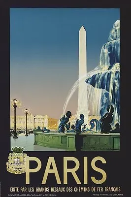 PARIS - VINTAGE TRAVEL POSTER 24x36 - EIFFEL TOWER FRANCE 36058 • $12.50