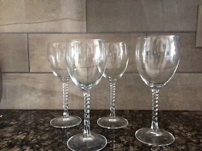 Vtg. Luminarc Twisted Stem Wine Glasses. Set Of 4. Mint. • $28