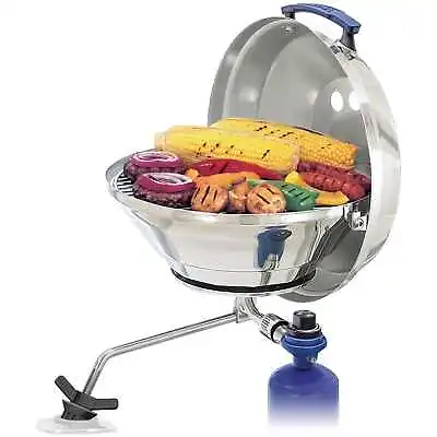Magma Original Size Marine Kettle Gas Grill On Pwr Grip Rod Holder Mount • $310.23