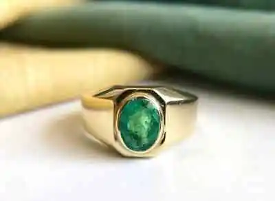 Men Emerald Rings 14k Gold Rings Natural Emerald Engagement Rings Wedding Ring G • $736.05