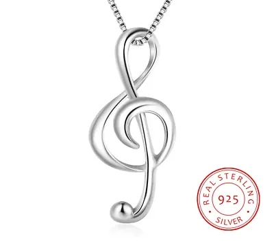 925 Sterling Silver Treble G Clef Music Note Charm Pendant Necklace Gift Box K64 • $13.95