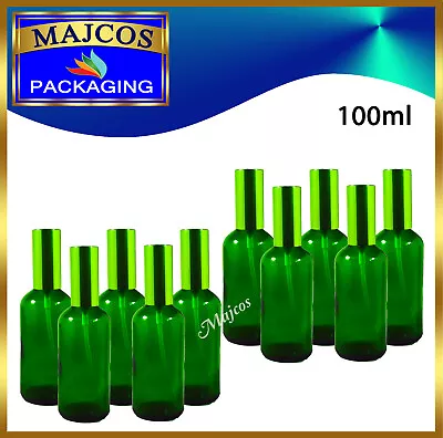 100ml Empty Green Glass Bottles With  Shiny Green Atomiser / Mist Spray • £20