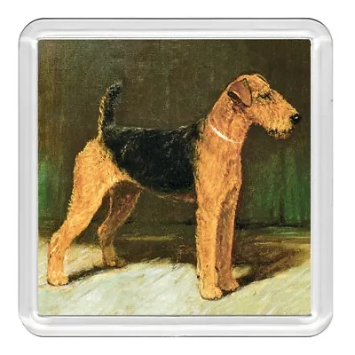 Airedale Terrier Dog Acrylic Coaster Novelty Drink Cup Mat Great Gift • £3.49