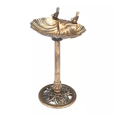 Alpine 13  By 30  Outdoor Bird Bath With 2 Bird Figurines Yard Statue Bronze • $22.99