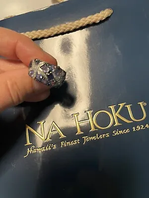 Designer Na Hoku 14k Solid White Gold Ceylan Sapphires And Diamonds - Size 7 • $1499
