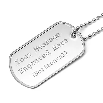 Single Army Style Engraved Light Steel Dog Tag & Chain With Optional Silencer • £10.95