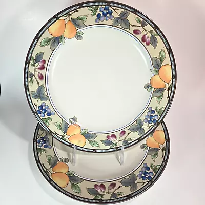 Vintage Mikasa Garden Harvest Intaglio Set Of 2 Dinner Plates 11 1/8  CAC29 • $24.99