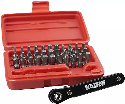 KAIFNT K402 Screwdriver Bit Set With Mini Ratchet Wrench 1/4-Inch Drive 34-Piec • $17.80