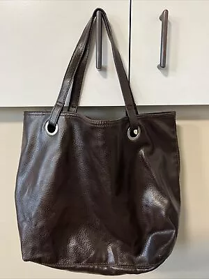 Mango MNG Dark Brown Tote Faux Leather Double Strap Bag • $19.95