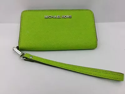 Michael Kors Phone Wallet Wristlet Lime Green Gently Used Small Credit Card ID  • $15.99