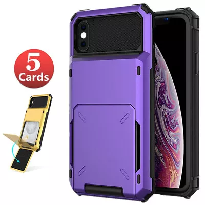 Heavy Duty Card Slot Case For IPhone 14 15 13 12 11 Pro Max X XR 7 8 Plus Cover • $12.29