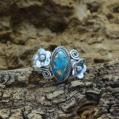 Blue Copper Turquoise 925 Sterling Silver Ring Mother's Day Jewelry BM-638 • $11.63