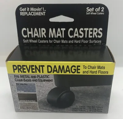 2 Soft Wheel Casters For Chair Mats & Hard Wood Floor Surfaces Floor Protection  • $10