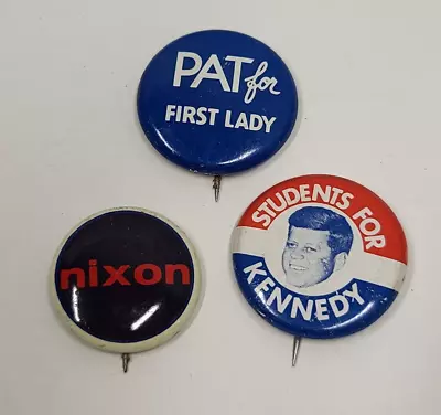 Nixon Vs Kennedy 1960 Presidential Campaign Pin Buttons Lot Of 3 • $5