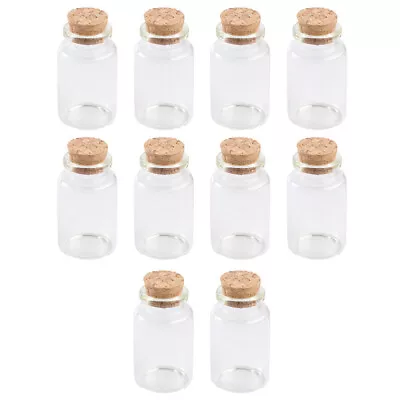 10 Clear Glass Bottles With Cork Stoppers - 90ml Capacity • £19.39