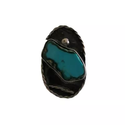 Vintage Sterling Silver & Turquoise Modernist Design Western Ring Size 7 • $50