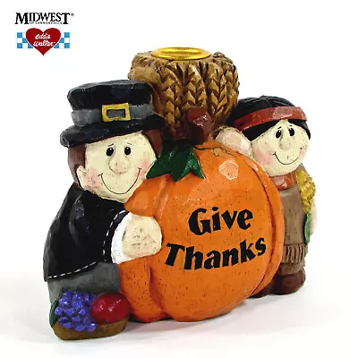 Eddie Walker GIVE THANKS 5  Candle Holder Thanksgiving Midwest Of Cannon Falls • $24.95