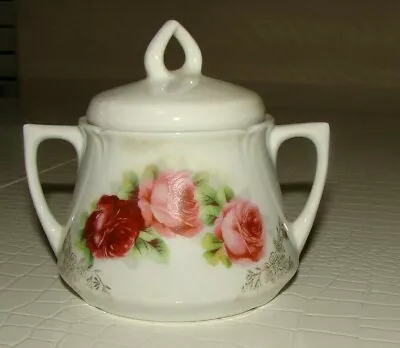 Vintage Leuchtenburg Signed Porcelain Covered Sugar Bowl Rose Design~ Germany • $14.99
