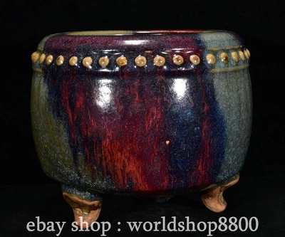 $215.60 • Buy 6.4  Old Chinese Song Dynasty Palace Jun Kiln Porcelain Three Foot Drum