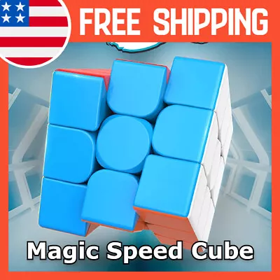 $9.99 • Buy Stickerless Magic Speed Cube 3x3 Smooth Twist Puzzle Fidget Toy Kids Game Gift