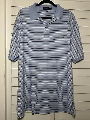 Polo Ralph Lauren Men’s Polo Shirt XLT Tall Blue Striped Prima Cotton EUC • $1.99